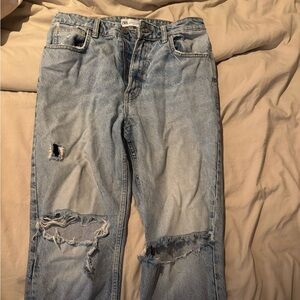 Zara baggy jeans with ripped knees size 8